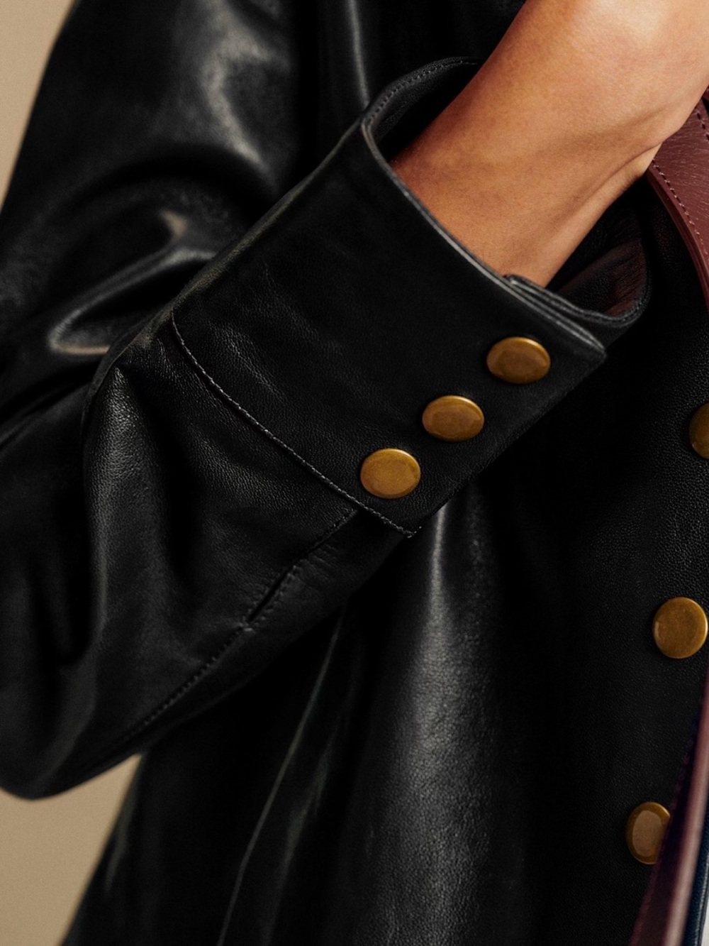 Sezane Marlys leather Jacket Black - Size 10 - Picture 2 of 2